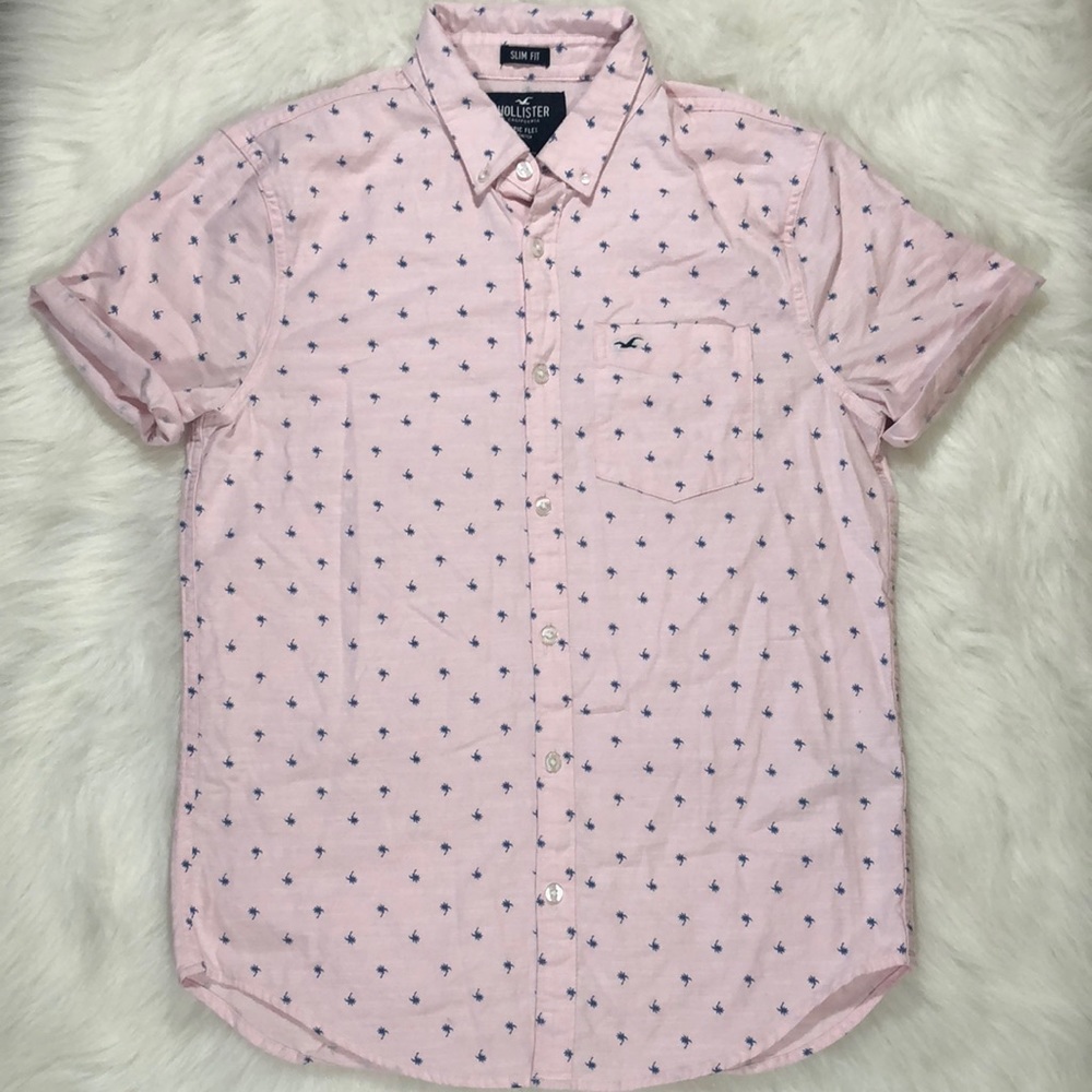 Hollister palm tree print button down dress shirt
